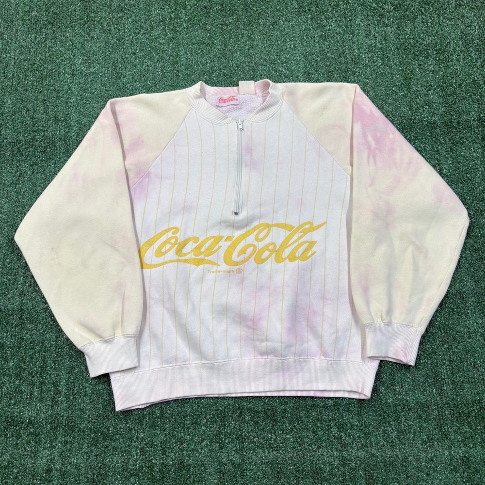 Vintage Coca-Cola Pinstripe Tie Dye Quarter Zip Sweatshirt